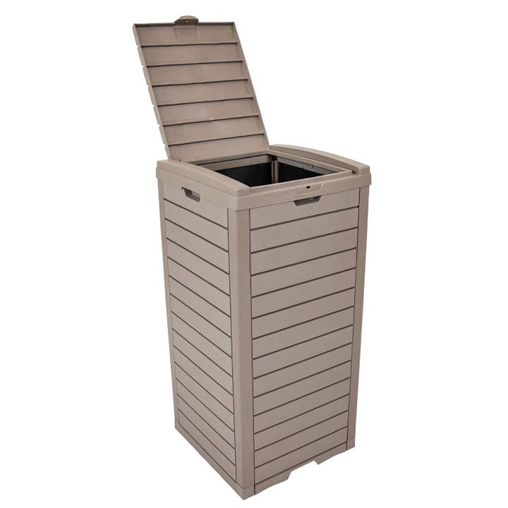 Sunnydaze Decor - Wholesale Trashcan/Trash Bin - 39-gal Outdoor Trash Can with Lid and Drip Tray - Light Gray12