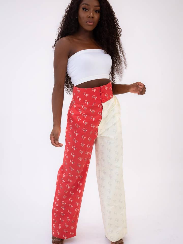 Signature Red CP Print Palazzo for wholesale by CANDY PALAZZO