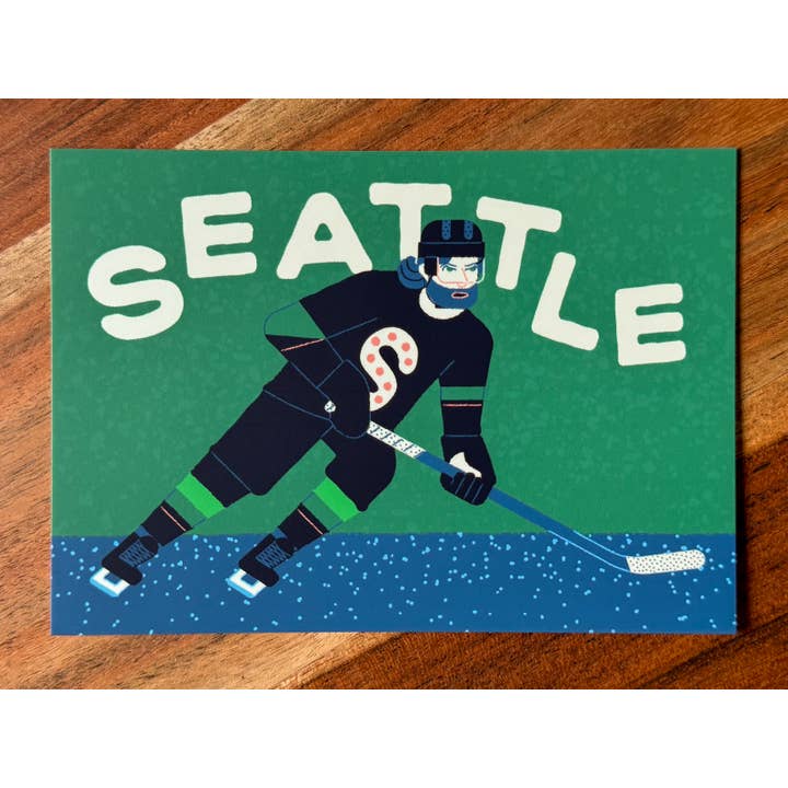 Wug Prints - Wholesale Postcard - Seattle Hockey Player Postcard