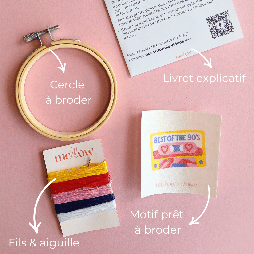 Mellow - Wholesale Craft Sewing Kit - Best of the 90's Mixtape Embroidery Kit by Limistic0
