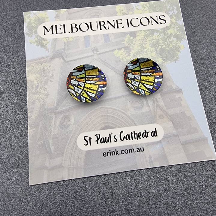 erin.k creative studio - Wholesale Dangle earrings - MELBOURNE ICONS - St Paul's Cathedral stained glass7