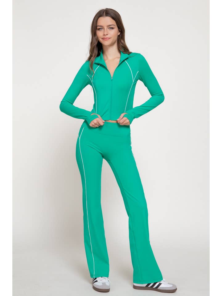 Active Basic | Active USA - Wholesale Athletic Jacket - Women's - Long Sleeve Piping Detail Active Wear Jacket4