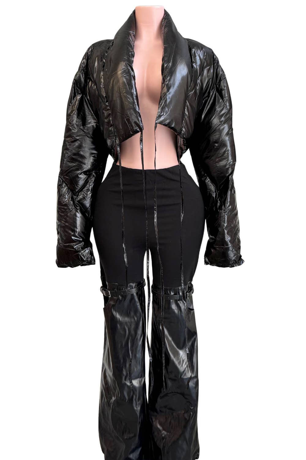 NEWGENS - Wholesale Athletic Jacket - Women's - NT1054A Metallic Silver Cropped Puffer Jacket4