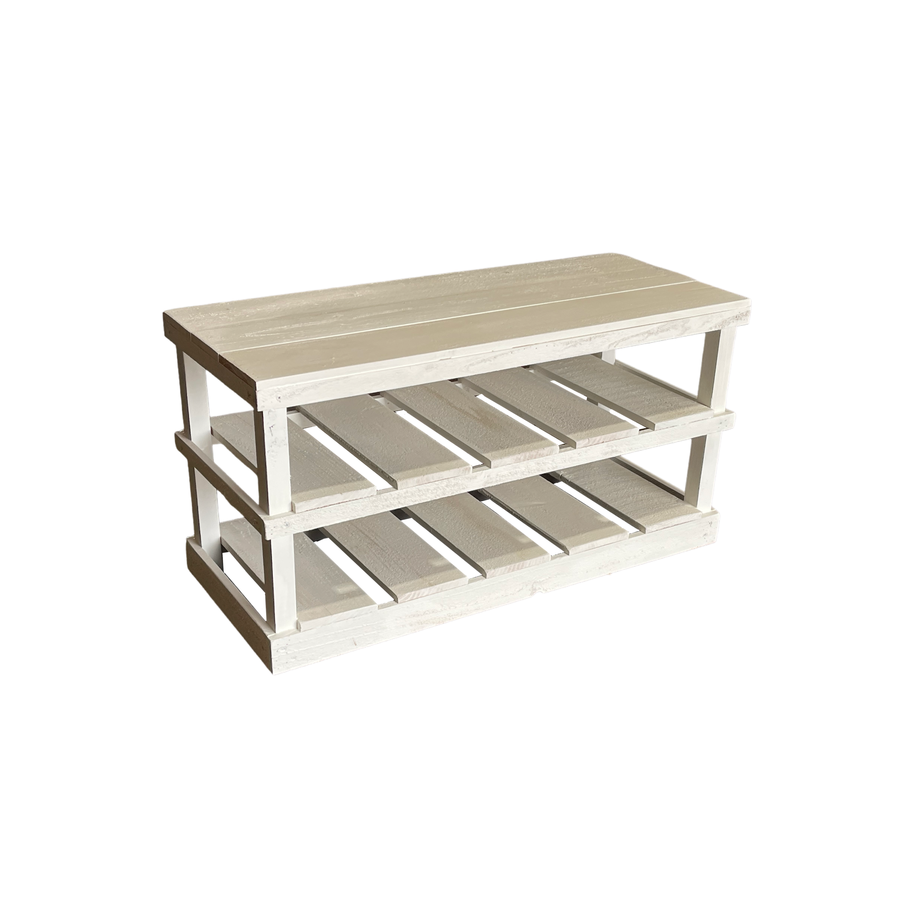 Intrinsic Haven - Vente Étagères à chaussures - Banc-rangement rustique en bois à deux étages pour chaussures13