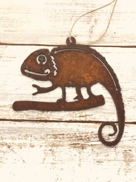 Chameleon Rustic Metal Florida Ornament for wholesale by Universal Ironworks USA