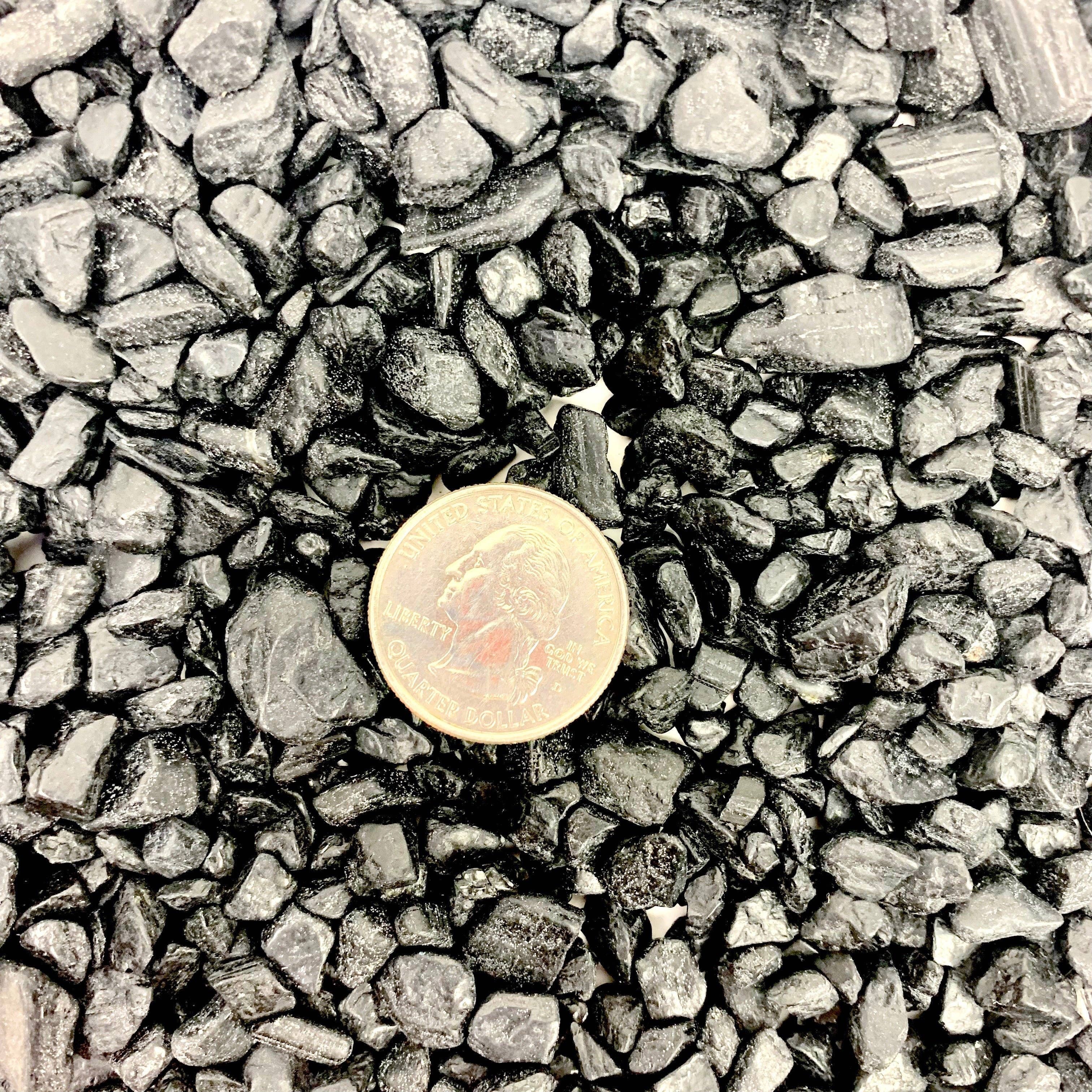 Pelham Grayson Rose - Wholesale Spiritual Stone/Crystal - Black Tourmaline | Tumbled Chips | 1lb bag | 5-7mm pieces2