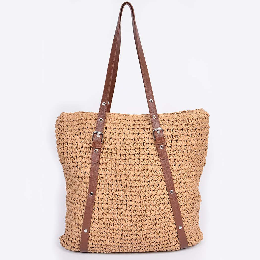 3AM BY H&D ACCESSORIES - Wholesale Beach Bag - Leather Strap Straw Like Basket Bag5