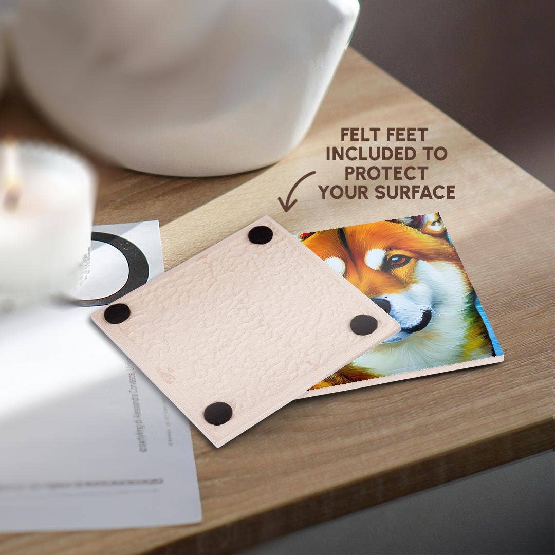 3dRose - Wholesale Coasters - 3dRose, Adorable Shiba Inu Dog Portrait On Blue. Awesome Gifts For Family, Charm, Coaster3