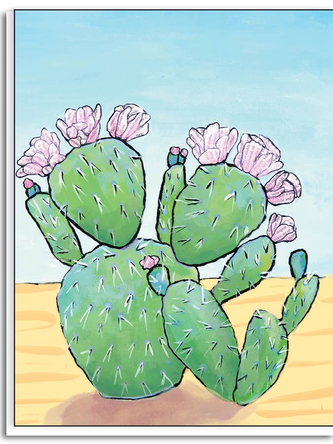 Flowering Cacti Greeting Card for wholesale by Blue Desk Art