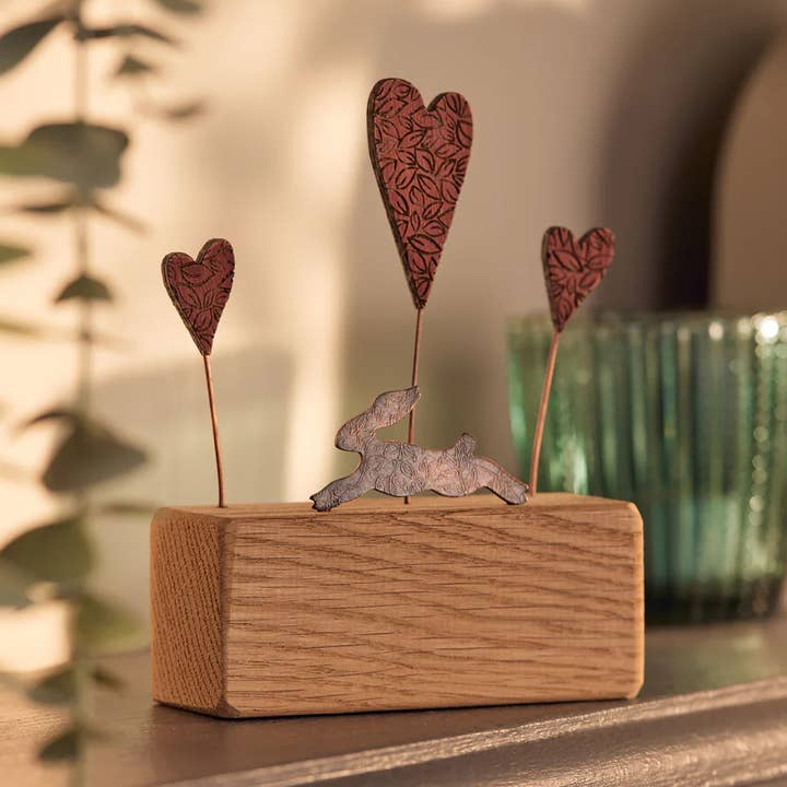 Red Heart Running Hare Ornament for wholesale by Joanne Tinley Jewellery