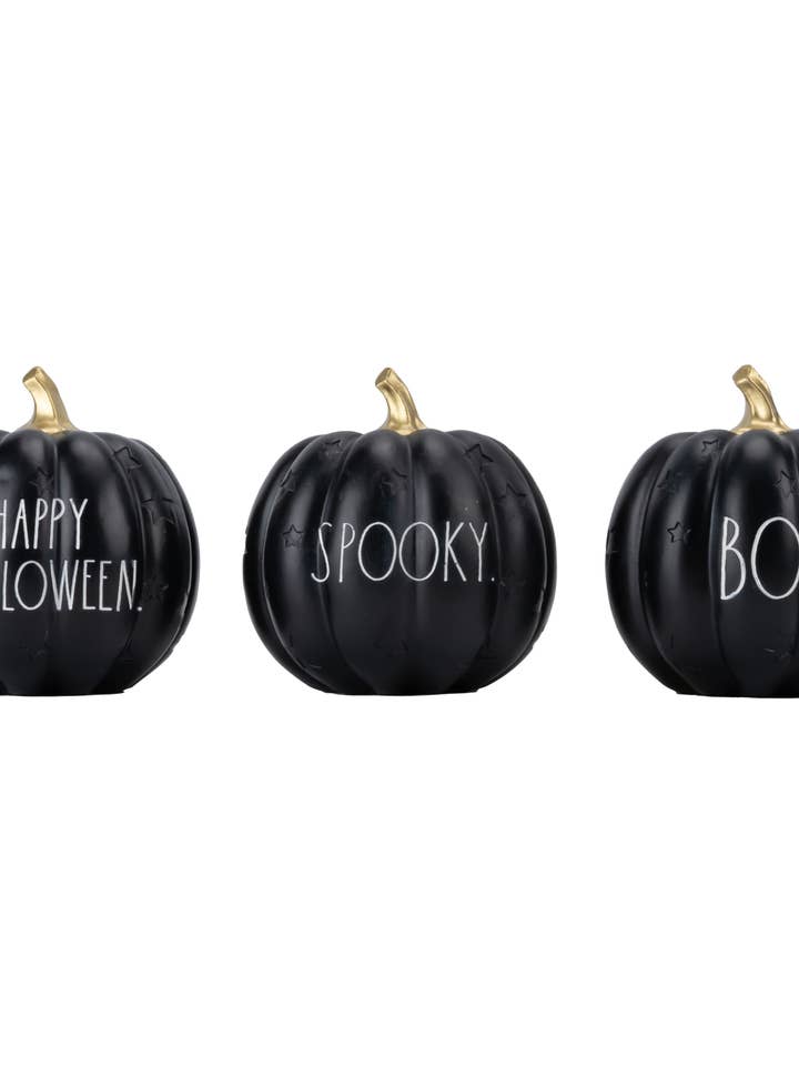 Conjunto de 3 Abóboras Pretas Pequenas de Halloween Rae Dunn por atacado de DesignStyles Home