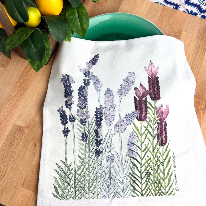 Flour Sack Tea Towels, Lavender, Garden Theme for wholesale by Chavah's Garden – Chavah's Garden
