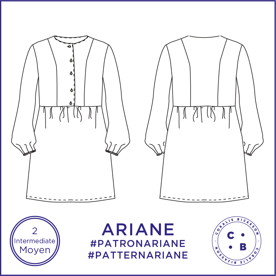 Coralie Bijasson – Kit de costura artesanal por atacado – Padrão Ariane - Vestido - FR 34/56, US 2/24, UK 6/2815