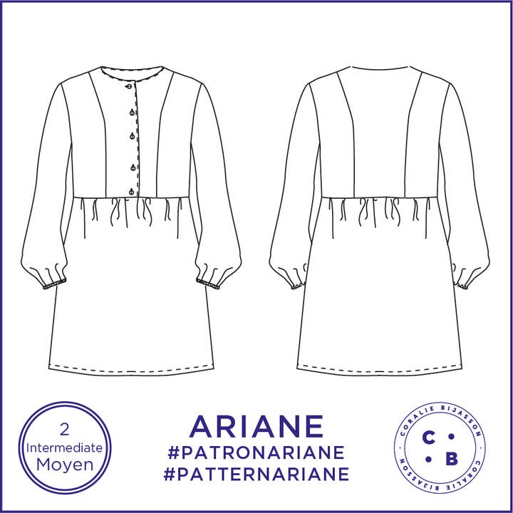 Coralie Bijasson – Kit de costura artesanal por atacado – Padrão Ariane - Vestido - FR 34/56, US 2/24, UK 6/2815