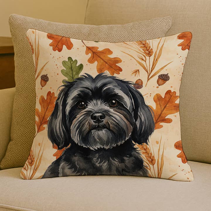 Black Lhasa Apso Heirloom Fall Pillow 18x18 WDK7901 for wholesale by Caroline's Treasures