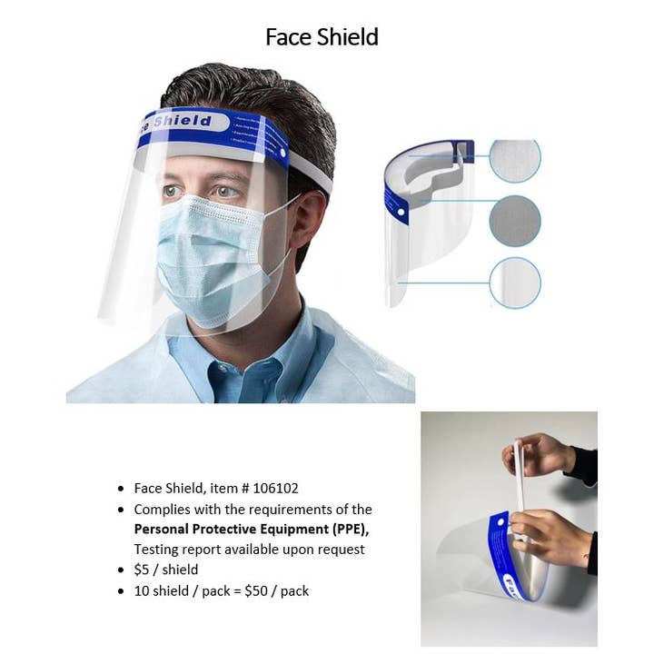 Western Fashion - Wholesale Protective Face Mask/Shield - 106102 - Face Shield - 10/pack