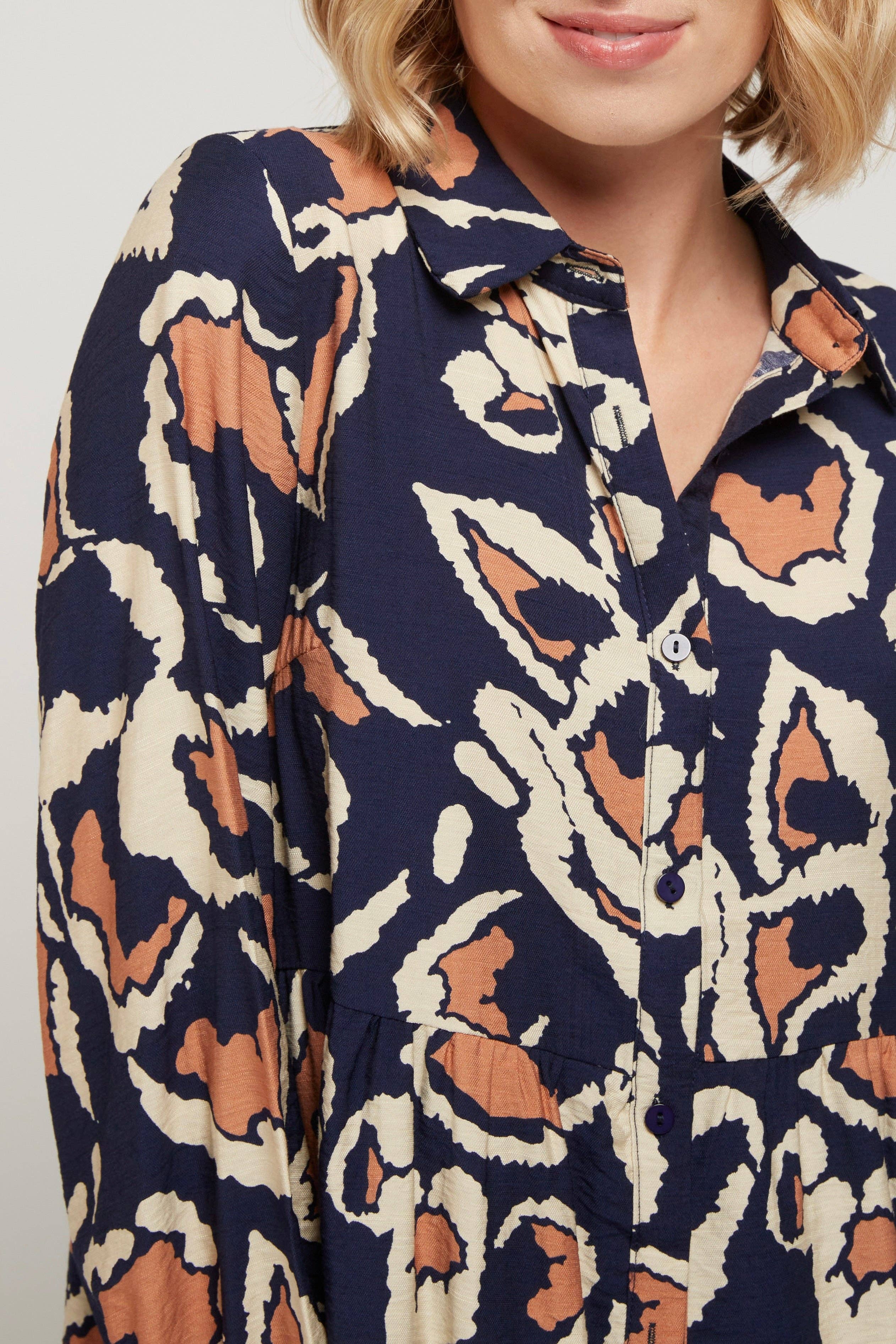 Andy & Lucy - Vendita all'ingrosso Vestito - Donna - MANOLA - Abito corto stampato - colletto a camicia, maniche lunghe7