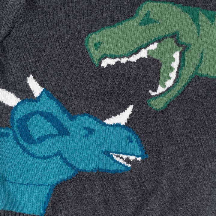 Grey Kids (2-4) Sweater Set | Charcoal Dinosaur for wholesale on Faire
