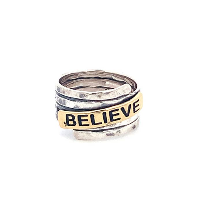 Believe Sterling Silver Hammered Finish Ring Believe Sterling Silver Hammered Finish Ring