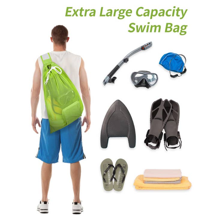 wandf - Wholesale Beach Bag - Mesh Drawstring Bag Swim Bag Quick-Dry Shoulder Strap3