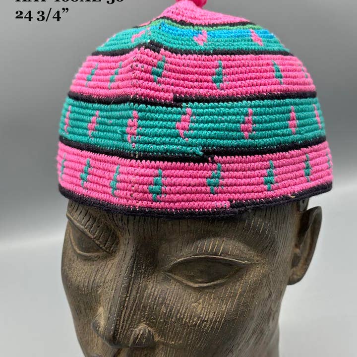 Grandes tailles chapeau Kufi africain multicolore en coton tissé pour hommes pour la vente par The Niger Bend