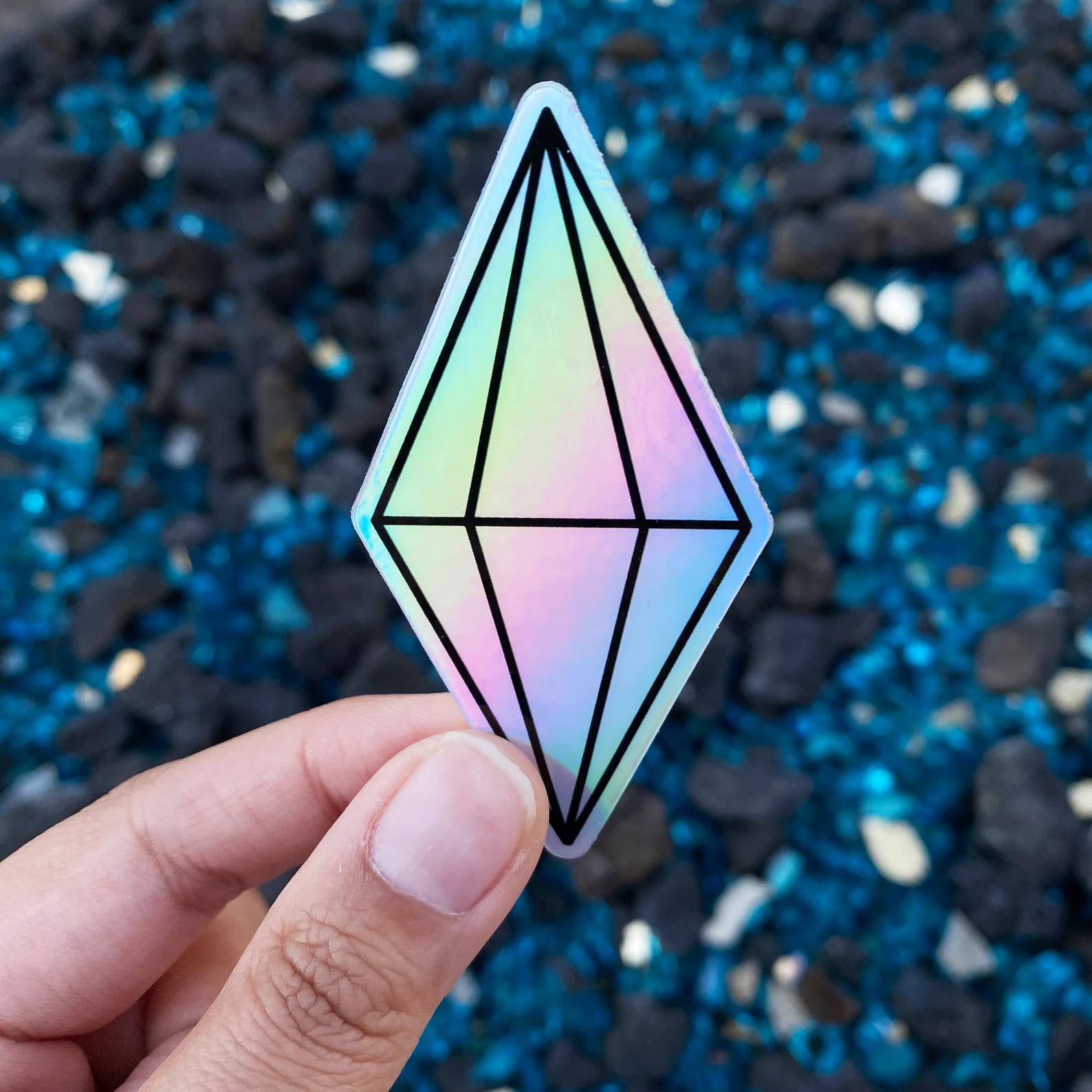 Holographic Plumbob Sims Gem Mood Sticker for wholesale by Brand Nhu Creative Studio