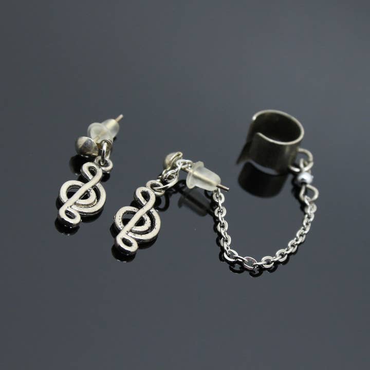 SomeBijoux4You - Vendita all'ingrosso Orecchini ear cuff/ear wrap - Orecchini a forma di chiave di violino, a forma di chiave di violino, senza perforazione della cartilagine5