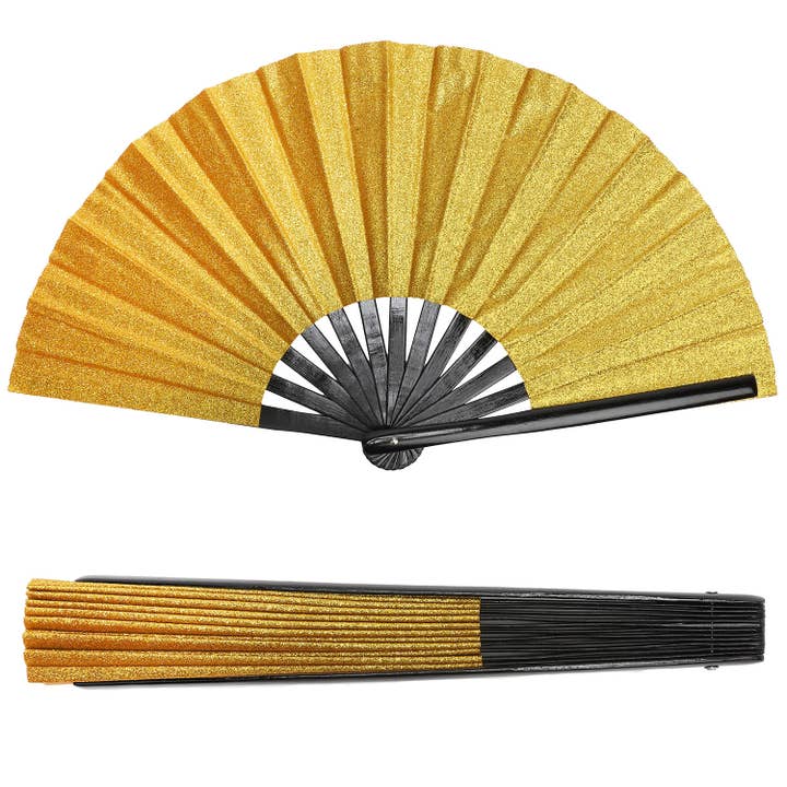 SP Sophia Collection - Wholesale Handheld Folding Fan - Glittered Nylon Fabric Folding Hand Fan1