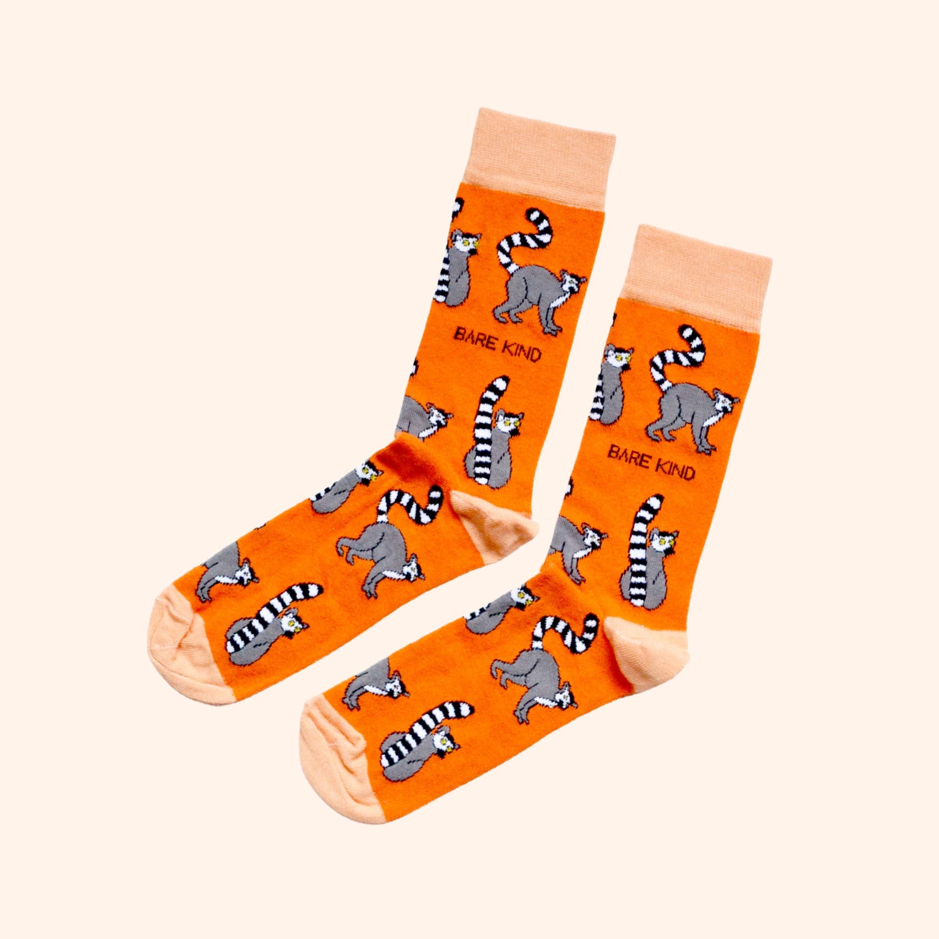 Bare Kind Socks - Wholesale Socks - Unisex - Lemur Socks | Bamboo Socks | Orange Socks | Funky Socks