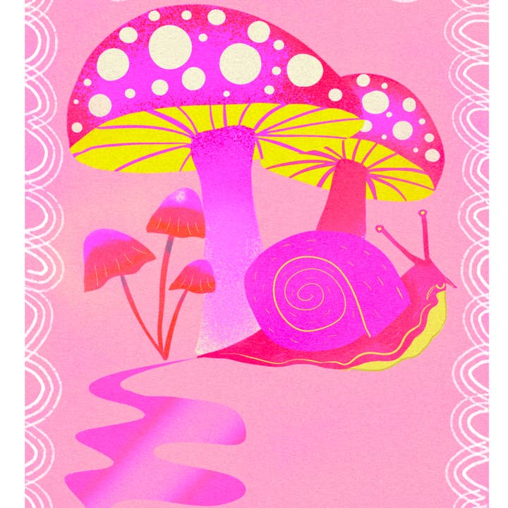 Mushroom Garden Giclée Print for wholesale by Neon Swan Studio LLC