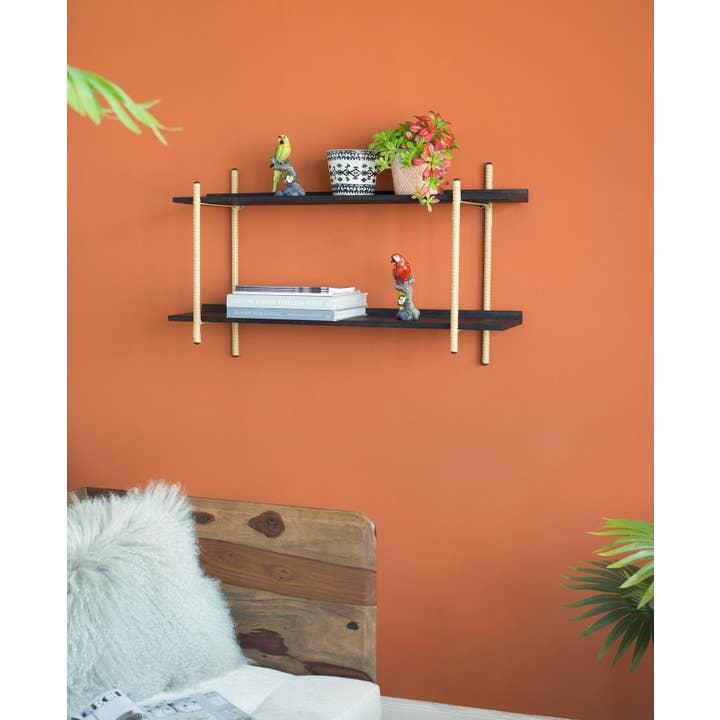 A&B Home Group Inc. - Wholesale Free-standing shelf - 36x10x20.5" Two Tiers Shelf - Black/Brown6