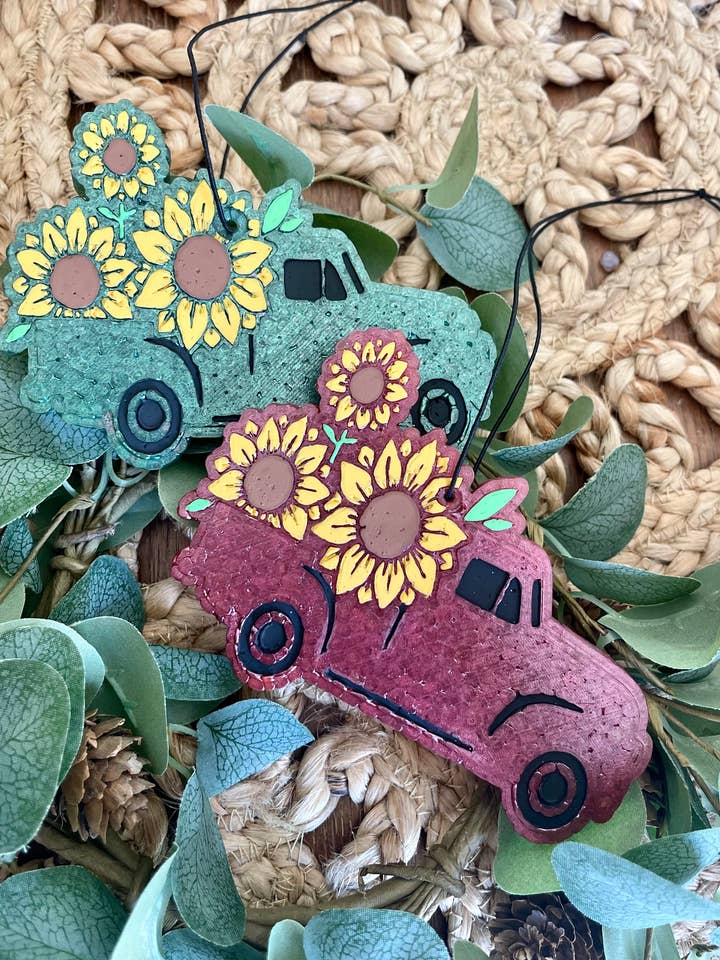 Sunflower Truck Car Freshie for wholesale by Stay Fresh’ies Air Fresheners