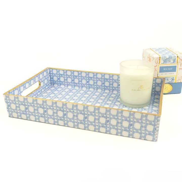 8 Oak Lane – wholesale Decorative tray – Blue Cane Vanity Tray