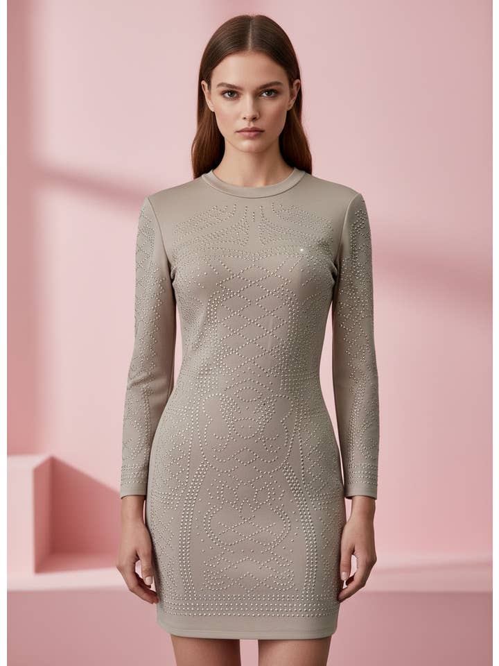 NØGEN LYSERØD KORT KJOLE I NUDE ROSA 5038 for engroshandel på Faire