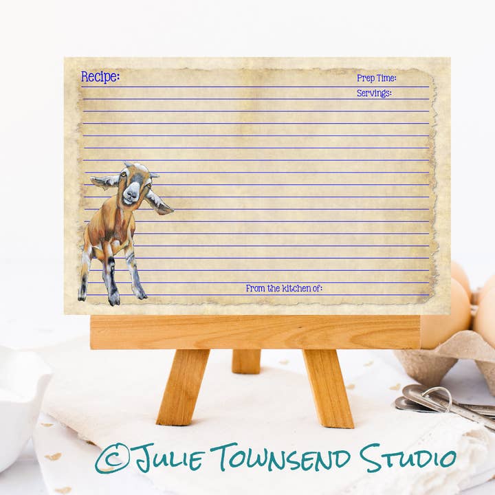 Opskriftskort - Sæt med 12 søde gedekort - 109 for engroshandel hos Julie Townsend Studio