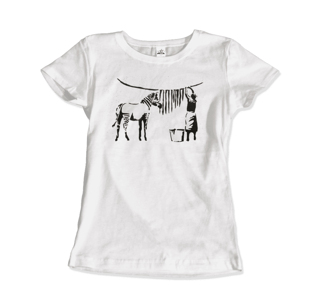 Art-O-Rama Shop – wholesale Screen printed t-shirt – unisex – Banksy Zebra Stripes Artwork T-Shirt3