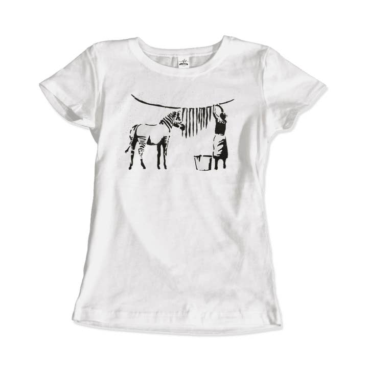 Art-O-Rama Shop – wholesale Screen printed t-shirt – unisex – Banksy Zebra Stripes Artwork T-Shirt3