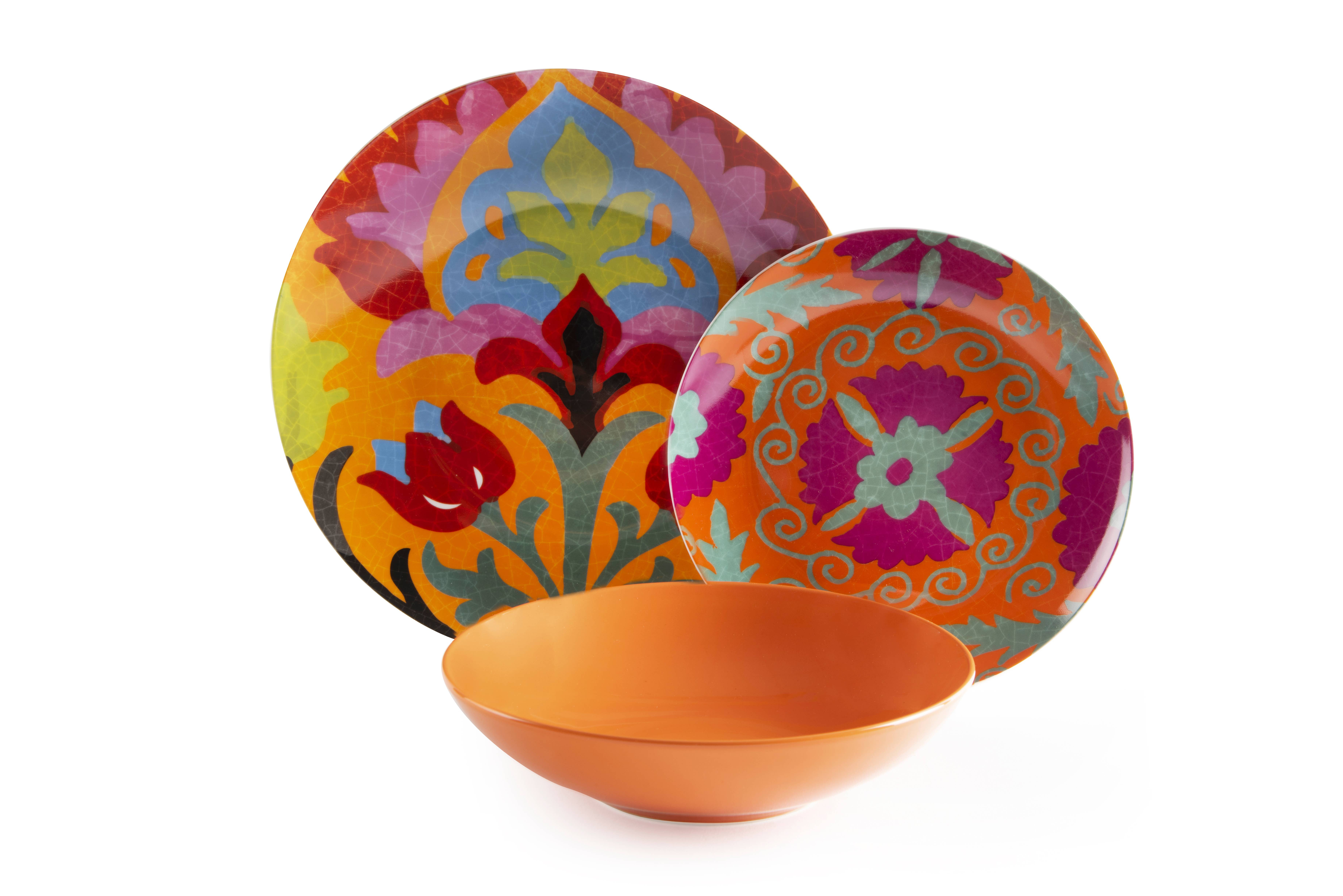 multicolour 18-Piece New Delhi Dinnerware Set for wholesale on Faire3