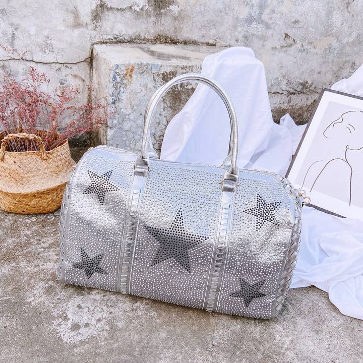 LAV-iSH - Wholesale Weekender bag – women's - Silver/Grey Woven Carry On Luggage1