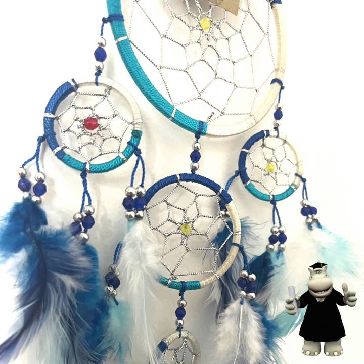 The Perfect Gift Shop UK Limited - Venta al por mayor Atrapasueños - ATRAPASUEÑOS DE ARO REDONDO AZUL TURQUESA CREMA2