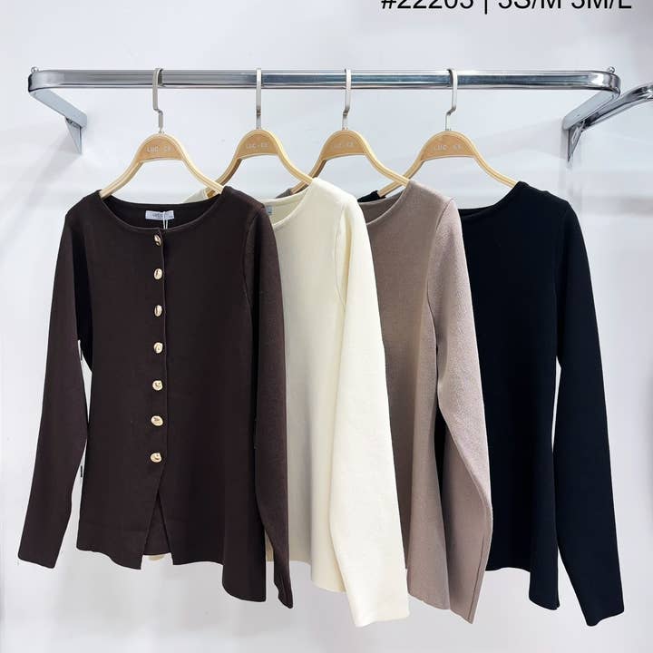 Cardigan with gold buttons - CA22203 for wholesale by LUCCE