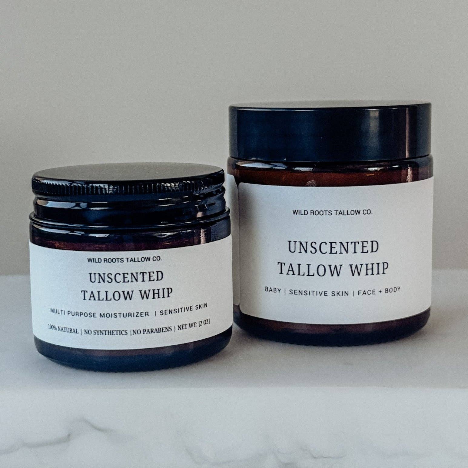 Wild Roots Tallow Co. – Hidratante antienvelhecimento por atacado – Chicote de Sebo Alimentado a Pasto Natural e Sem Fragrância | SEM ÓLEO ESSENCIAL1