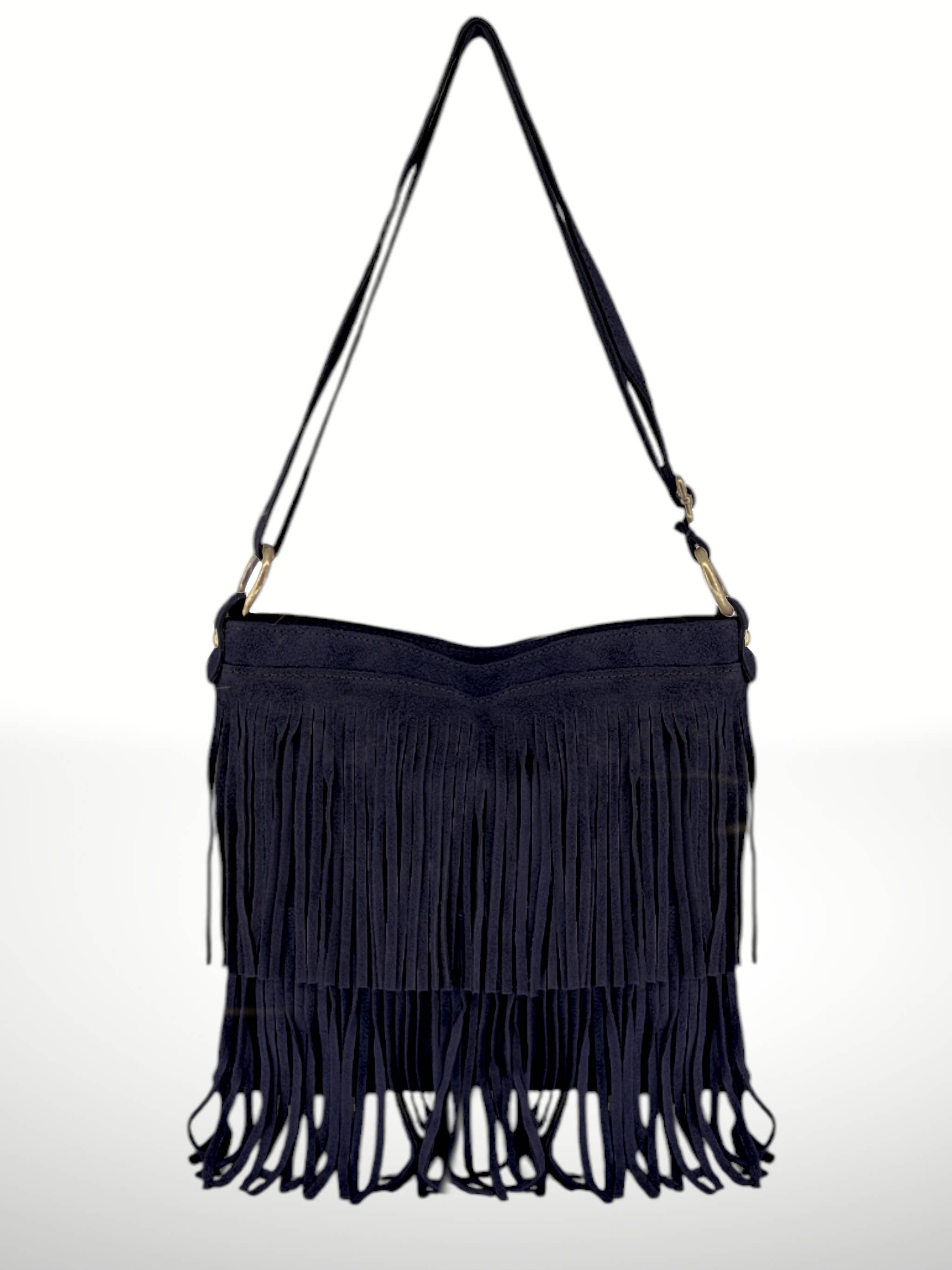 ITALIAN'S LEATHER - Wholesale Crossbodytas - Dames - Suède leren tas Cascade met franjes4