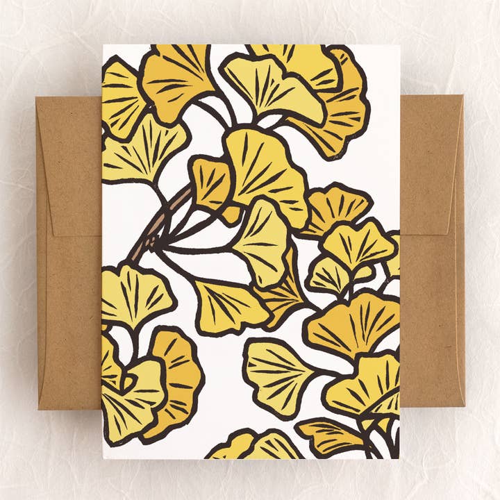 Lauren Nishizaki Designs - Wholesale Everyday Greeting Card - Ginkgo Branches - Card