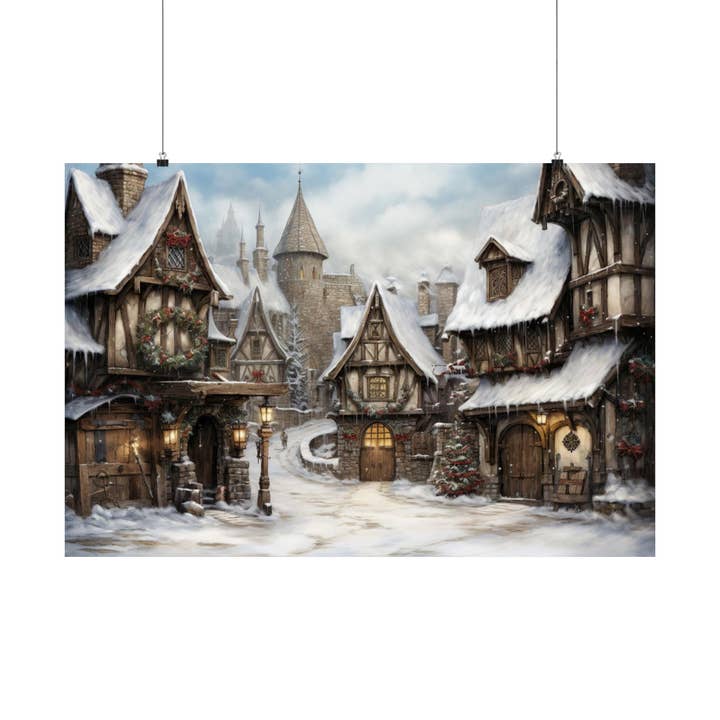 Yuletide Village Art Print for wholesale by Ye Curiosity Shoppe
