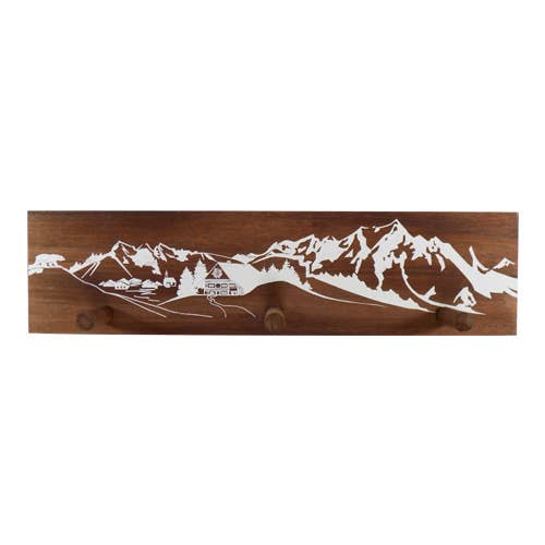 Barry-Owen Co., Inc. - Wholesale Wall Accent - Wood Triple Peg Hanger - Mountain Scene0