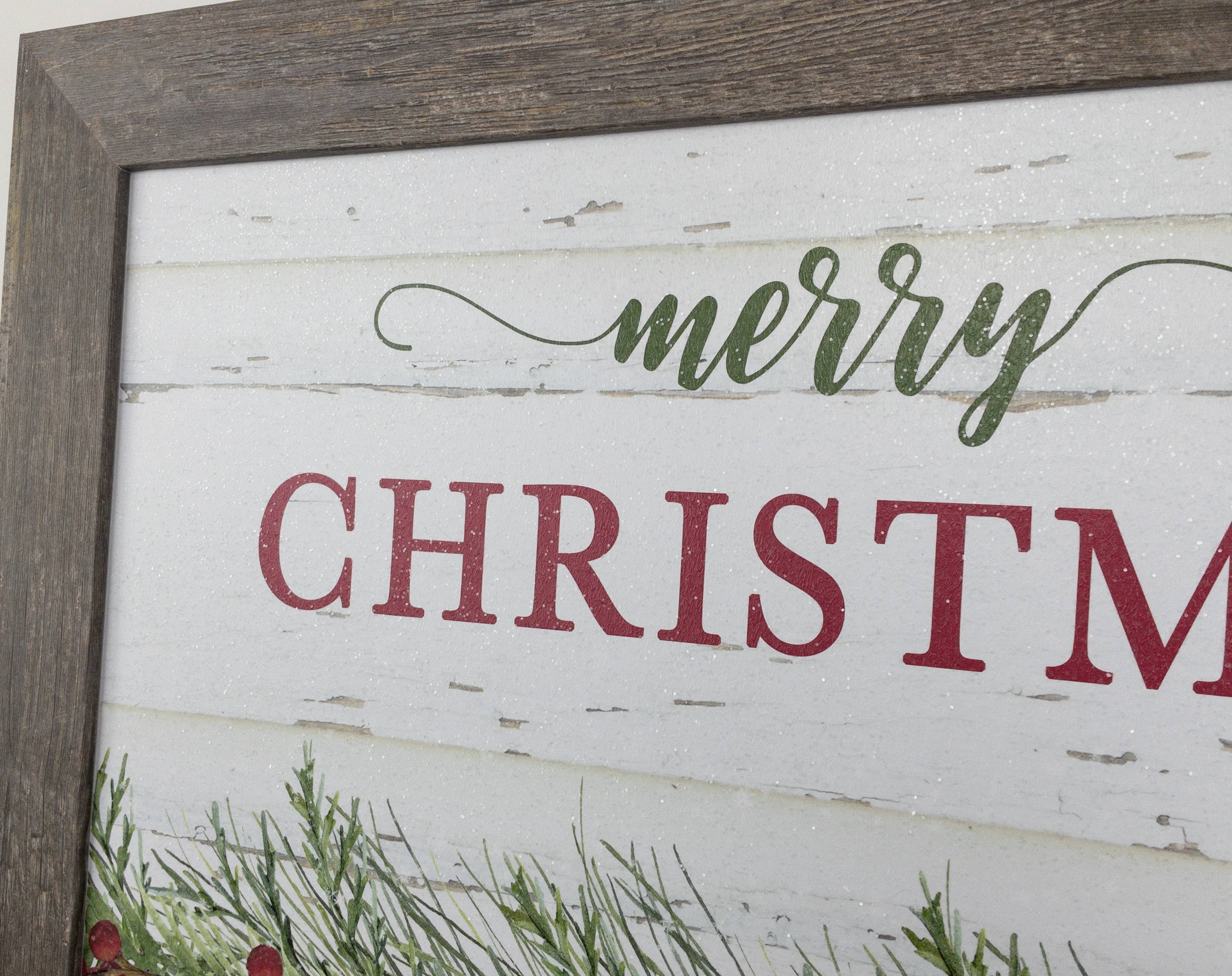 Summer Snow Art - Wholesale Christmas Wall Art - Merry Christmas Floral Red Green Sign Art Picture2