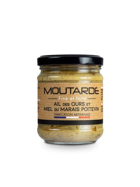 Moutarde fine et forte à l'ail des Ours et au Miel pour la vente par LA MOUTARDERIE CONFISERIE DE NOUVELLE AQUITAINE