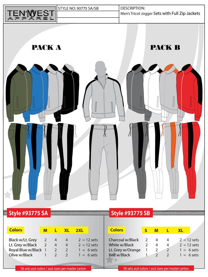 Mens jogger track pants m-2x for wholesale by Ten West Apparel