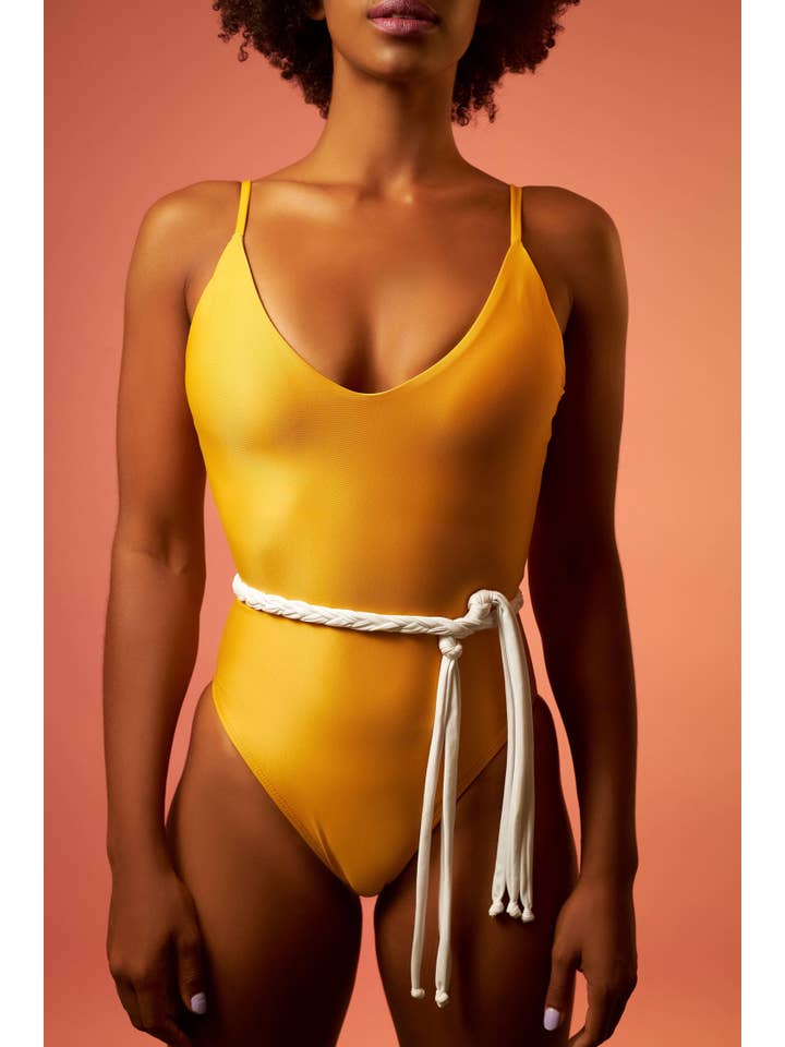 Paola Amador - Wholesale One Piece Swimsuit - Women's - Yellow Bodysuit